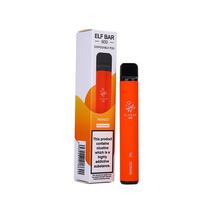 Elf Bar 600 Puff Disposable Vape Device Box Of 10 2%