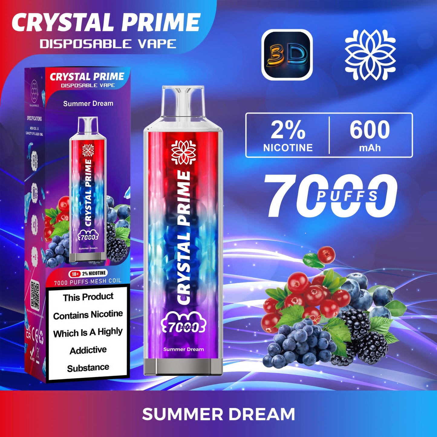 Crystal Prime 7000 Disposable Vape Pod Puff Device